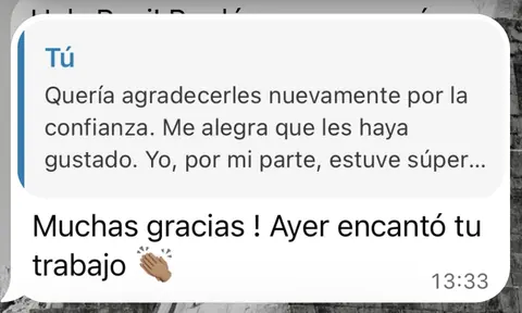 Captura de WhatsApp: testimonio de Martina